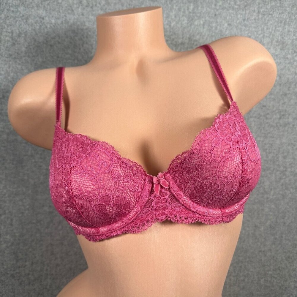 Vintage 34B Victoria's Secret Angels‎ Bra Pink Lace Underwire Lined Demi Floral